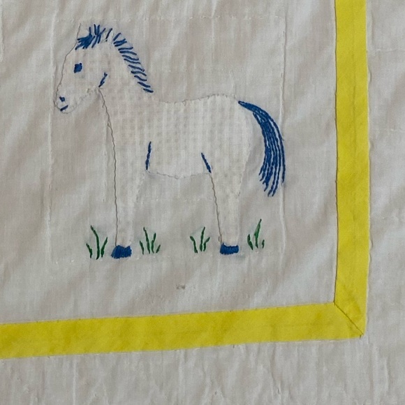 Vintage handmade baby quilt blanket play mat with animals 36” x 54.5” - Picture 8 of 16